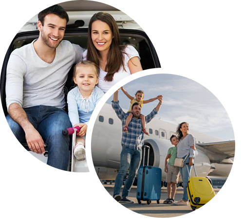 Family carrying child